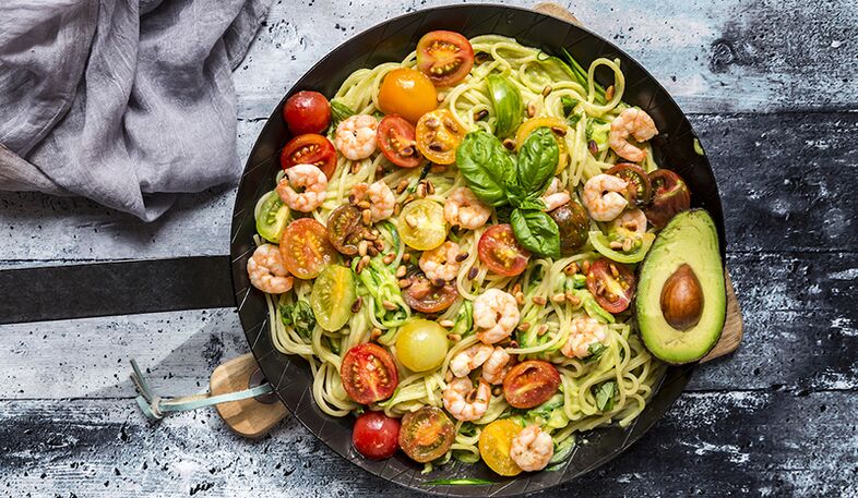 Pasta with shrimp and tomatoes - a variant of the ketogenic diet (2)